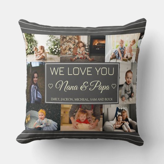 グレーストライプのが祖父母を愛する8写真 クッション (正面)