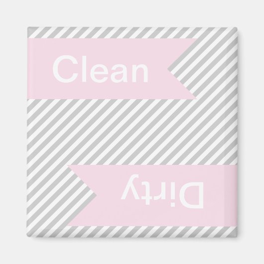 グレーストライプのクリーン – 汚れた食洗機磁石 マグネット (正面)