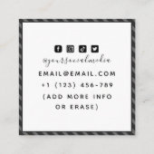 グレーストライプのゴシック&フローラスカルタトゥーアーティスト スクエア名刺 (裏面)