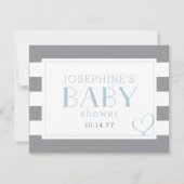 グレーストライプのシャワーライトブルー サンキューカード (正面)