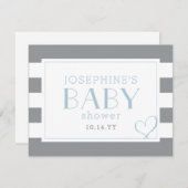 グレーストライプのシャワーライトブルー サンキューカード (正面/裏面)