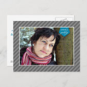 グレーストライプのバナーストライプのクリスマスカード写真 シーズンポストカード (正面/裏面)