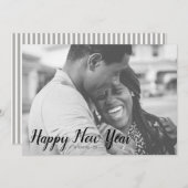 グレーストライプのパターンHappy New Yearフォトカード シーズンカード (正面/裏面)