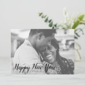 グレーストライプのパターンHappy New Yearフォトカード シーズンカード (スタンド正面)
