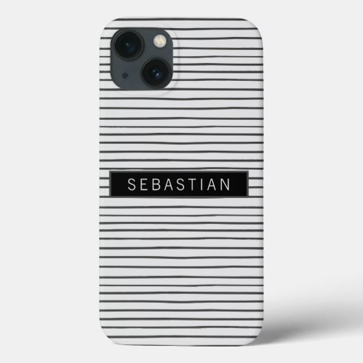 グレーストライプのホワイトパタパーソナライズされたーン Case-Mate iPhoneケース (裏面)