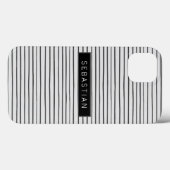 グレーストライプのホワイトパタパーソナライズされたーン Case-Mate iPhoneケース (裏面 (横))