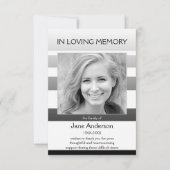 グレーストライプの悔やみや弔慰葬儀フォトサンキューカード サンキューカード (正面)