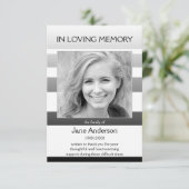 グレーストライプの悔やみや弔慰葬儀フォトサンキューカード サンキューカード (スタンド正面)