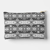 グレーストライプの白い幾何学模様 アクセサリーポーチ (裏面)