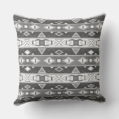 グレーストライプの白い幾何学模様 クッション (裏面)