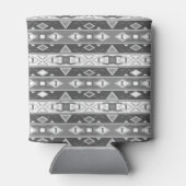 グレーストライプの白い幾何学模様 缶クーラー (裏面)