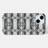 グレーストライプの白い幾何学模様 Case-Mate iPhoneケース (裏面 (横))