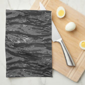 グレーストライプの迷彩柄 キッチンタオル (四つ折り)