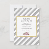 グレーストライプの金ゴールドグリッターフローラrsvpカード 出欠カード (裏面)