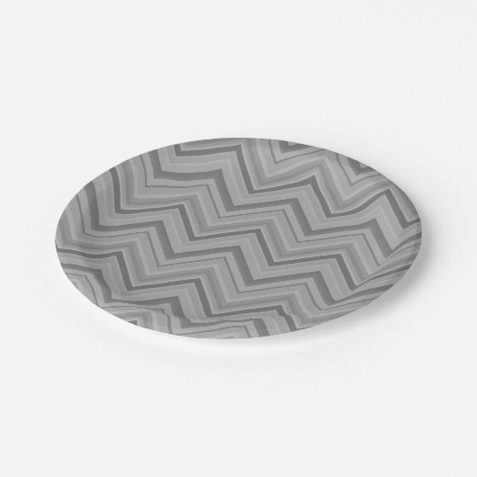 グレーストライプジグザグ模様 ペーパープレート (アングル)
