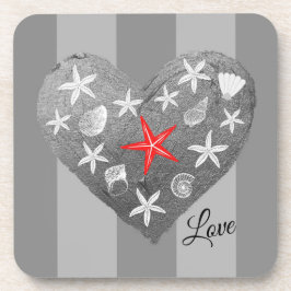 グレーストライプテーマ沿岸シーシェルスタフィッシュハート コースター