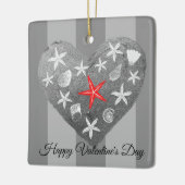 グレーストライプテーマ沿岸シーシェルスタフィッシュハート セラミックオーナメント (左)