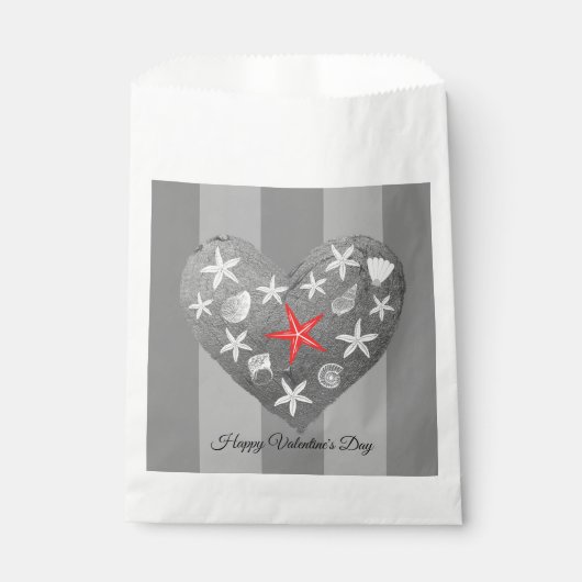 グレーストライプテーマ沿岸シーシェルスタフィッシュハート フェイバーバッグ (正面)