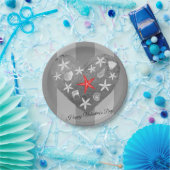 グレーストライプテーマ沿岸シーシェルスタフィッシュハート ペーパープレート (パーティー)