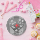 グレーストライプテーマ沿岸シーシェルスタフィッシュハート ペーパープレート (パーティー)