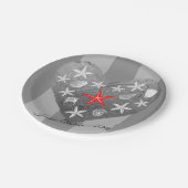 グレーストライプテーマ沿岸シーシェルスタフィッシュハート ペーパープレート (アングル)