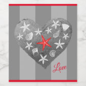 グレーストライプテーマ沿岸シーシェルスタフィッシュハート ワインラベル (シングルラベル)