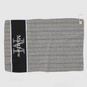 グレーストライプパターンイニシャルモノグラム ゴルフタオル (横)