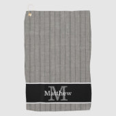 グレーストライプパターンイニシャルモノグラム ゴルフタオル (正面)