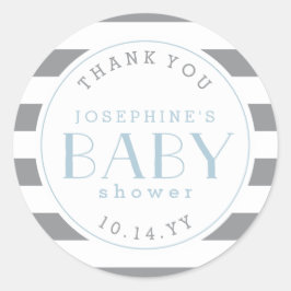 グレーストライプベビーシャワーありがとうシール ラウンドシール