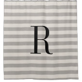 グレーストライプモノグラム |ファームハウスバスルーム シャワーカーテン (正面)