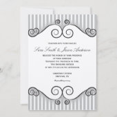 グレーストライプヴィンテージスワールフォト結婚式招待状 招待状 (正面)