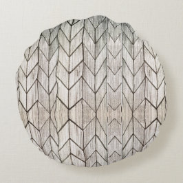 グレーストライプヴィンテージ幾何学白黒 ラウンドクッション