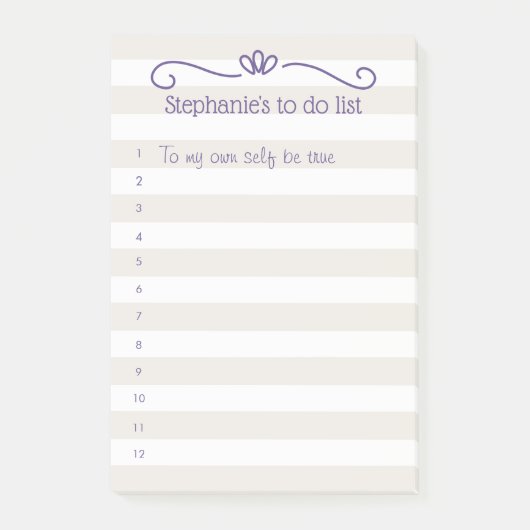 グレーストライプ文字のUltra Violetリスト ポストイット (正面)