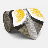 グレーストライプ花びら黄モダン色絵を描 ネクタイ (ロール)