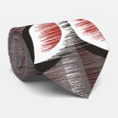 グレーストライプ花びら3個の赤モダンい絵を描 ネクタイ (ロール)