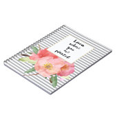 グレーストライプ開花ピンクウォーターカラーフローラ ノートブック (左側)