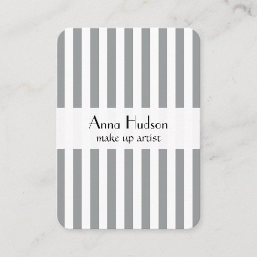 グレーストライプ、紫ストライプ色、パタストライプのーン 名刺 (正面)