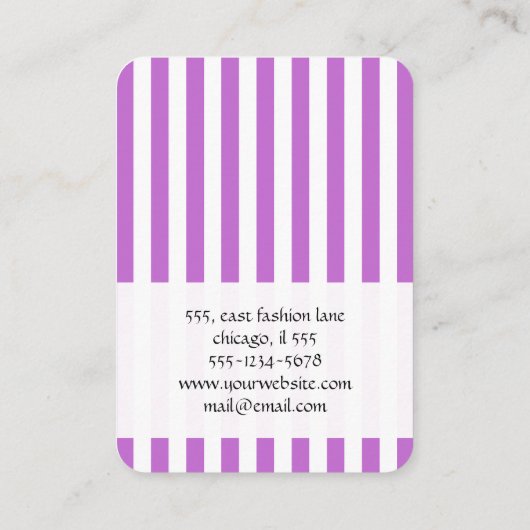 グレーストライプ、紫ストライプ色、パタストライプのーン 名刺 (裏面)