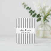 グレーストライプ、紫ストライプ色、パタストライプのーン 名刺 (スタンド正面)