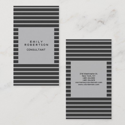 グレーストリップされたミニマルモダンリストプレーンクリエイティブ 名刺 (正面/裏面)