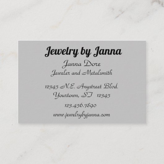 グレーストーン、グリッターとビーズジュエラー 名刺 (裏面)