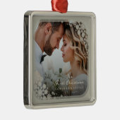 グレースノーフレークスフレモダンームホリデー結婚ズの写真 メタルオーナメント (右)