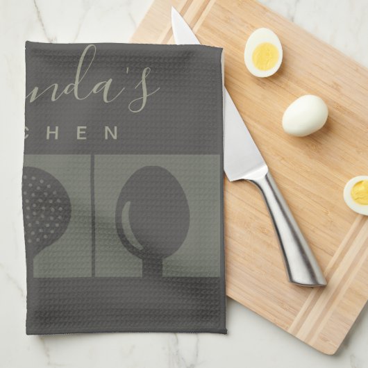 グレースパーソナライズされたプーンフォークスキマーシェフキッチン キッチンタオル (四つ折り)