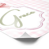 グレースパーソナライズされたベビーガール子供部屋ボウ&ギンガム フォトプリント            (角)