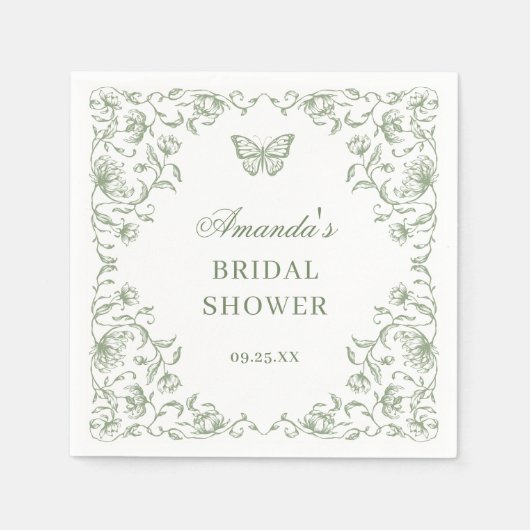 グレースビクトリアンゲ華美ージグリーンブライダルシャワー スタンダードカクテルナプキン (正面)