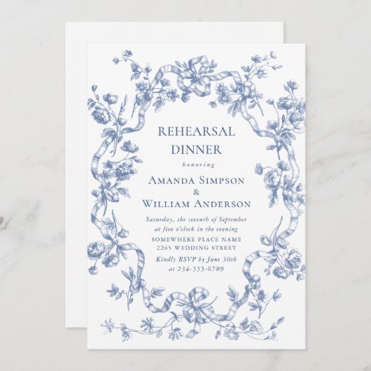 グレースビクトリアンダスティブルーリハーサル華美ディナー 招待状 (正面/裏面)