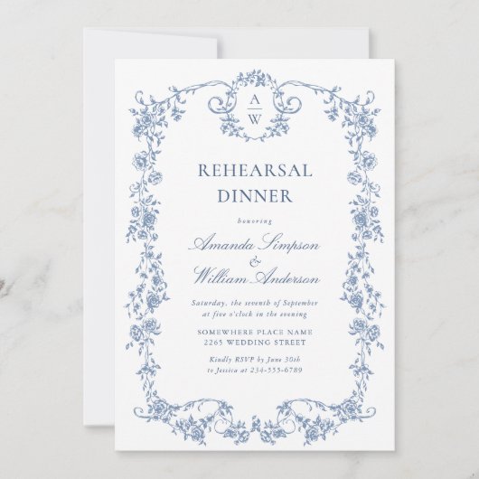 グレースビクトリアンダスティブルーリハーサル華美ディナー 招待状 (正面)