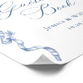 グレースビクトリアンダスティ華美ブルーゲストブックサイン ポスター (角)