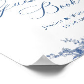 グレースビクトリアンダスティ華美ブルーゲストブックサイン ポスター (角)