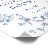 グレースビクトリアンダスティ華美ブルーゲストブックサイン ポスター (角)